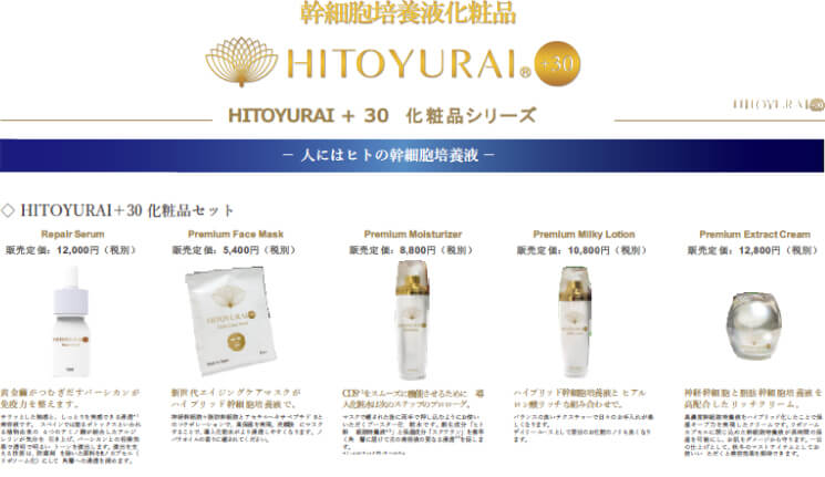 幹細胞培養液化化粧品　HITOYURI
